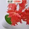 Planta Artificial Planta Verde Flor em Vaso Sulco Caixa de Flores Folhas Falsas Decorativas 5 Galhos Folha de Bordo Vermelha Suporte Pequeno Parede de Plantas Flores Artificiais