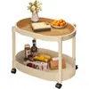 Mesa Lateral Carrinho de Vidro Móvel, Mesa de Centro Pequena para Sofá de Sala de Estar, Prateleira de Armazenamento, Mesa de Cabeceira de Quarto Estilo Francês de Luxo Leve