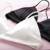 Sade Tirante Delgado Negro Pequeño Sujetador Wrap Hermosa Espalda Top de Tubo Sexy Pequeño Sujetador Camisola Elástica Combinable Chaleco Interior