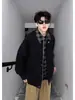 Em estoque fábrica estilo rua americano marca da moda jaqueta de outono de designer bloqueio de cor duas peças falsas para casal em marrom