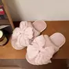 Diadema con Lazo Rojo de Red Zapatillas de Media Suela Zapatos de Algodón para Mujer 2026 Otoño Invierno Nuevos Zapatillas Suaves Antideslizantes de Piel para Interior