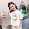Camiseta de Manga Corta de Algodón Puro para Niñas Verano Nuevo Estilo Tops de Manga Corta para Niños Mayores Camisas Base de Manga Media Dulces y Lindas