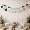 Exclusivo para ventas transfronterizas: Guirnalda de fieltro navideña con renos, copos de nieve, cuentas de madera, banderines con letras, pancarta, decoración para chimenea, envío OEM disponible