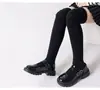 Calcetines Largos para Niñas Otoño Invierno Nuevos Color Sólido Negro Blanco Gris Calcetines por Encima de la Rodilla Calcetines de Estudiante Calcetines Altos Calcetines para Pantorrilla Fabricante Mayorista de Calcetines Zhuji