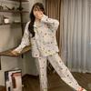 Fábrica de Origen Imitación Algodón Primavera y Otoño Cardigan de Manga Larga con Solapa para Mujer Pijama Se Puede Usar Afuera Talla Grande Ropa de Casa Dibujos Animados