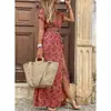 2020Ebay Aliexpress Wish Vestido Floral de Moda para Mujer de Estilo Bohemio con Cuello en V de Gran Venta