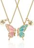 Superventas 2 Piezas/Set Colgante de Mariposa Bff Collar de Amistad con Acabado Esmaltado, Regalo de San Valentín para Parejas con Lazo