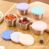 Molheira de Aço Inoxidável Transfronteiriça 1,6/2,4oz Recipiente para Molho de Salada com Tampa de Silicone Multicor, Recipiente Selado e Portátil para Conservação da Frescura