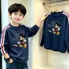 Camiseta de Manga Larga de Algodón Puro con Tres Rayas para Niños 2026, Top Base Elegante Holgado para Primavera y Otoño