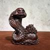 Adornos de Serpiente Tallada de Ébano Triple Doce Año del Zodíaco Año de la Serpiente Artesanías Sala de Estar Oficina Adornos de Escritorio