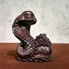 Adornos de Serpiente Tallados en Ébano Tres en Uno Artesanías del Año de la Serpiente del Zodiaco Doce Adornos de Escritorio para Sala de Estar Oficina