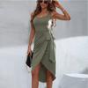 Amazon Europa e Estados Unidos transfronteiriça primavera e verão explosões vestido moda feminina casual irregular cor sólida colete saia feminina