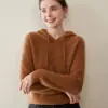Suéter de Cachemira con Capucha para Mujer Suéter Pulóver 2025 Otoño e Invierno Nuevo Sudadera Rejuvenecedora Tejido de Fondo con Capucha Top Versátil