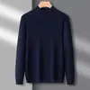 Suéteres de Lana de Gama Alta para Hombre Otoño e Invierno, Suéteres de Cachemir de Color Sólido con Cuello Redondo, Camisas de Punto para Capas Interiores, Suéteres Cálidos