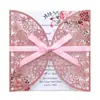 Papel Glitter Transfronterizo Flor Hueca Plateada Tarjeta de Invitación Grabado Láser Invitación Tarjeta de Felicitación Bendición Festiva En Stock en Zhejiang