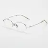 Montura de Gafas M8112S de Titanio Puro para Mujer, Montura de Titanio de Media Montura, Gafas de Montura Fina, Se Pueden Adaptar Lentes Graduados para Miopía, Color Rojo