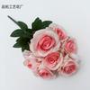 Nuevo arreglo floral de decoración para salón de bodas de 7 rosas búlgaras, simulación de flores, hogar, comercio exterior, flores falsas al por mayor