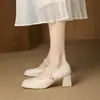 Estilo de noche de lujo ligero cómodos zapatos Mary Jane para mujer puntera redonda francesa suave primavera y otoño nuevo estilo Qipao con falda tacones altos