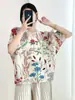 Camiseta Estampada Plegada Transfronteriza Nueva de Verano Manga Murciélago Holgada Diseño Simple Sentido Rosa Top Versátil