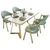 Mesa de comedor de mármol estilo nórdico, un conjunto lujoso y minimalista de mesa y sillas, adecuado para cafeterías y apartamentos pequeños, mesa de comedor rectangular
