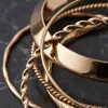 Set de pulseras metálicas brillantes retro europeas y americanas para mujer, brazalete ancho de espiral exagerado personalizado