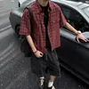 Camisa de Manga Corta a Cuadros Nueva de Verano 2026 para Hombre, Marca Japonesa Retro de Moda, Corte Holgado, Camisa Casual Versátil para Pareja