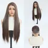 Peluca nueva para cosplay 13x4 con encaje frontal, peluca semiatada a mano, cabello largo y liso de color mixto con línea de cabello de parting libre