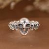 Anillo de plata S925 con diseño de ciervo dorado, estilo punk antiguo, estilo hip hop rock, con apertura de calavera para hombre y mujer.