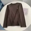 Camiseta de Manga Larga Estampada de Algodón Puro Cepillado con Bordado de Calabaza Pequeña Otoño e Invierno Engrosada Cálida y de Moda Top Básico Trendy