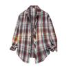 2025 Primavera y Verano Nuevo Estilo Coreano Moderno Retro Cuadros Camisa Interior Solapa Manga Larga Camisa Guapa Chaqueta Ropa de Hombre