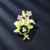 Broche de Espiga de Trigo de Lujo Ligero de Alta Gama Estilo Europeo y Americano, Exquisito y Elegante con Brillantes Pedrería, Broche de Pines para Abrigo Navideño