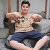 Pijama infantil fofo para meninos verão fino manga curta algodão verão fofo grande crianças plus size meninos roupas de ar condicionado conjunto