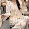 Pijama Lindo de Niña con Estrellas y Flores, Conjunto de Dos Piezas de Cuello Redondo para Primavera y Otoño, Ropa Casual para Dormitorio de Estudiante