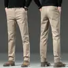 Pantalones Casuales de Algodón Puro de Alta Gama Color Caqui para Hombre Primavera y Otoño 2024 Nuevos Pantalones Ajustados para Hombre Pantalones Rectos Juveniles para Hombre