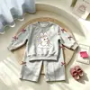 Dulce y elegante conjunto para niñas, versátil conjunto de sudadera y pantalones de conejito, nuevo conjunto de dos piezas estilo coreano para niños mayores