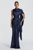 Vestido de Um Ombro Estilo Europeu e Americano com Fita, Vestido Sereia com Ajuste na Cintura, Vestido para Brinde em Banquete, Vestido de Noite para Anfitriã, Vestido