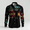 Moda Masculina Primavera/Verão 2025 Terno de Camisa Marca Estampada Peça Dupla Manga Longa Slim Respirável Algodão Estilo Elegante
