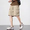 Shorts masculinos finos de verão estilo americano 2025 novos calças de trabalho até o joelho masculinas de seda gelada secagem rápida casuais de comprimento médio