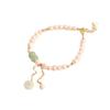 Colgante de moneda de flor de piedra natural pulsera de perlas de agua dulce nuevo estilo chino pulsera moderna personalizada simple nicho fresco