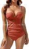 Traje de baño de una pieza para mujer Amazon Push-Up Cruzado Control de Barriga sin Tirantes de Soporte Adelgazante