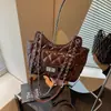 Bolsa transversal de corrente com padrão losango transfronteiriça para mulheres, nova tendência outono 2026, bolsa de ombro cruzada para trabalho e deslocamento