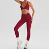 Conjunto de Sutiã Esportivo de Manga Curta com Gola Halter e Bolso para Corrida e Yoga Calça Longa e Curta para Mulheres