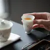 Tazas para Recoger Humo de Incienso de Arcilla de Jade Azul y Blanco de las Dinastías Tang y Song, Tazas de Té Pintadas a Mano para Uso Doméstico, Taza Individual de Flor de Orquídea Taza de Té Pequeña