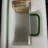 Copo de Vidro Quadrado com Alça para Uso Doméstico, Copo de Água de Cristal Estilo Ins com Canudo para Mulheres, Fundo Plano, Copo Aquecível, Estilo Ins