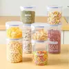 Contenedores herméticos para cocina, frascos de plástico para almacenar alimentos, recipientes de almacenamiento, organizadores para granos, snacks de cocina y almacenamiento en el refrigerador