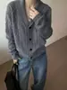 Cardigan de estilo 'old money' coreano para mujer, otoño 2026, cuello retorcido, 100% lana, abrigo suéter grueso de punto de cachemira para otoño e invierno