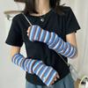 Serie Y2K ~ azul oscuro azul claro * Manga de punto a rayas Harajuku Cáscara Spice Girls Apilamiento Lana Protector de brazo japonés Mujer