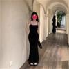 Vestido roxo de alças Vestido feminino de verão Estilo puro Sexy Saia midi justa Silhueta justa Bainha Saia sereia
