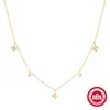 Cadena para clavícula de plata de ley 925 con cuatro estrellas de diamante, moda europea y americana, estilo ins, diseño francés de lujo ligero, collar de alta gama versátil