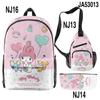 3D Nuevo Periférico Impreso Sanrio Merlot Bolso Mochila Bolso Cruzado Bolsa para Lápices Set Impreso de Tres Piezas
